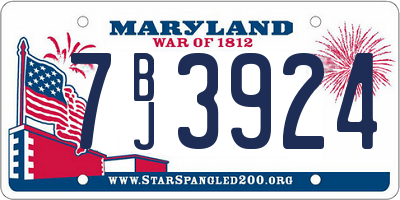 MD license plate 7BJ3924