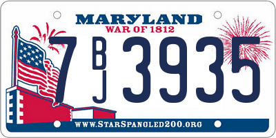 MD license plate 7BJ3935