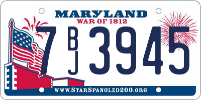 MD license plate 7BJ3945