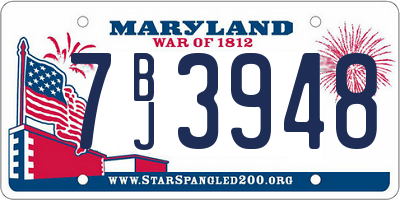 MD license plate 7BJ3948