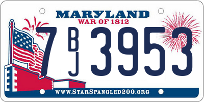 MD license plate 7BJ3953