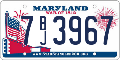 MD license plate 7BJ3967