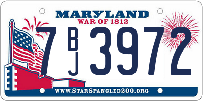 MD license plate 7BJ3972