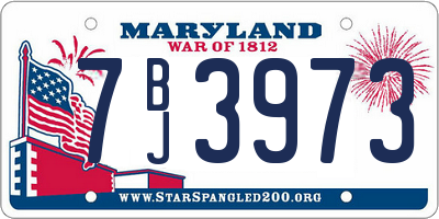 MD license plate 7BJ3973