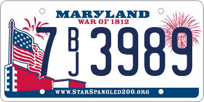 MD license plate 7BJ3989