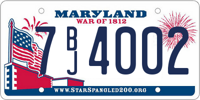 MD license plate 7BJ4002