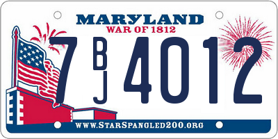 MD license plate 7BJ4012