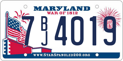 MD license plate 7BJ4019