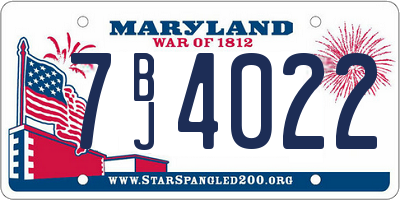 MD license plate 7BJ4022