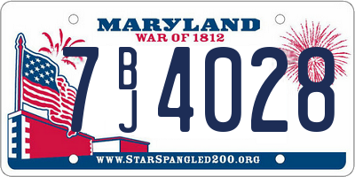 MD license plate 7BJ4028