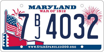 MD license plate 7BJ4032