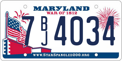 MD license plate 7BJ4034