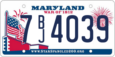 MD license plate 7BJ4039