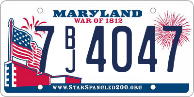 MD license plate 7BJ4047