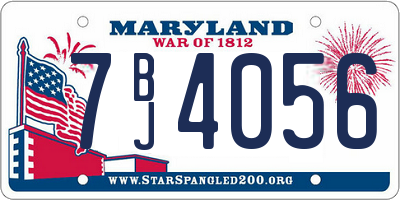 MD license plate 7BJ4056
