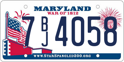 MD license plate 7BJ4058