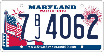 MD license plate 7BJ4062