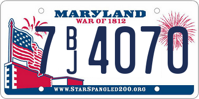 MD license plate 7BJ4070