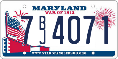 MD license plate 7BJ4071