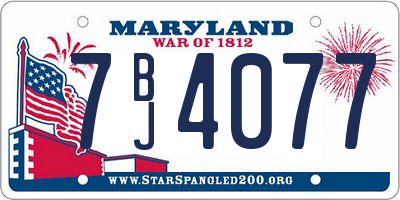 MD license plate 7BJ4077