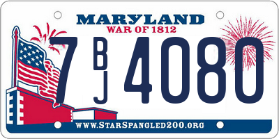 MD license plate 7BJ4080