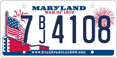 MD license plate 7BJ4108