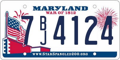 MD license plate 7BJ4124