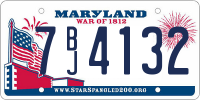 MD license plate 7BJ4132