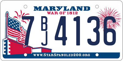 MD license plate 7BJ4136