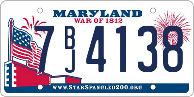 MD license plate 7BJ4138