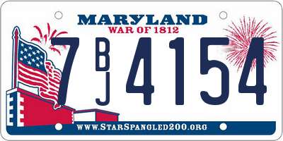 MD license plate 7BJ4154