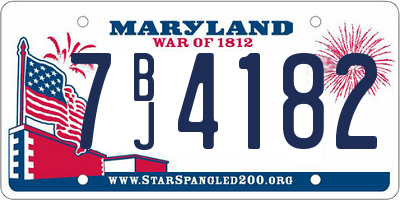MD license plate 7BJ4182