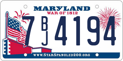 MD license plate 7BJ4194