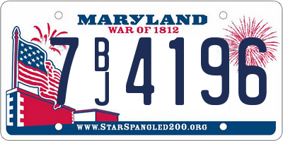 MD license plate 7BJ4196