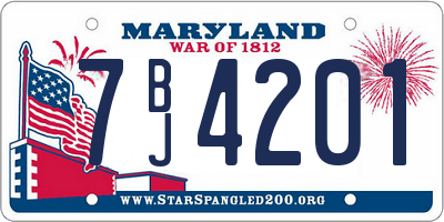 MD license plate 7BJ4201