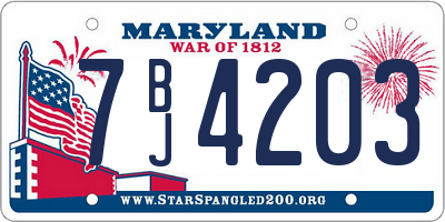 MD license plate 7BJ4203