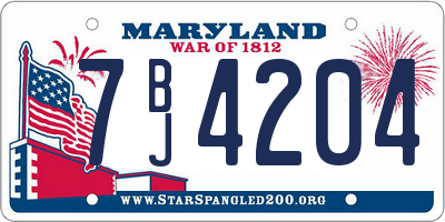 MD license plate 7BJ4204