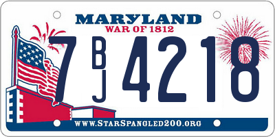 MD license plate 7BJ4218