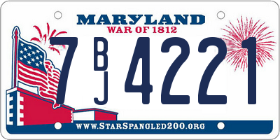 MD license plate 7BJ4221