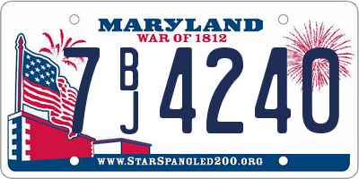 MD license plate 7BJ4240