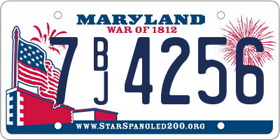 MD license plate 7BJ4256