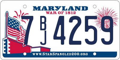 MD license plate 7BJ4259