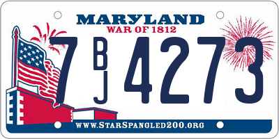 MD license plate 7BJ4273