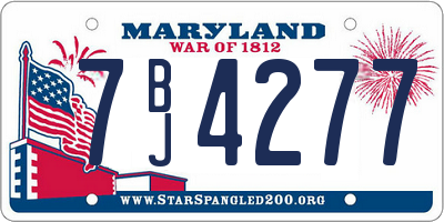 MD license plate 7BJ4277