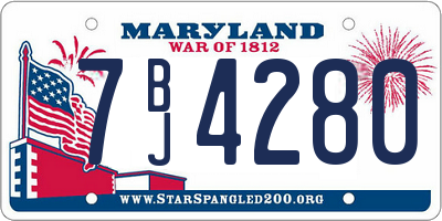 MD license plate 7BJ4280