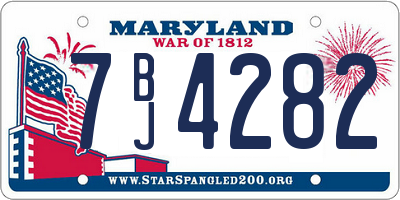 MD license plate 7BJ4282