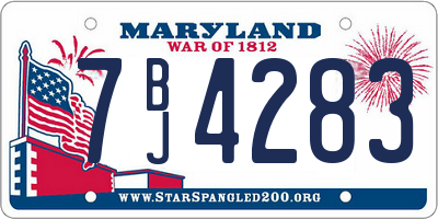 MD license plate 7BJ4283