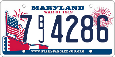 MD license plate 7BJ4286