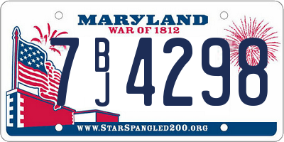 MD license plate 7BJ4298