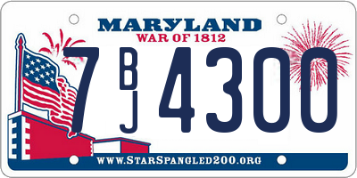 MD license plate 7BJ4300